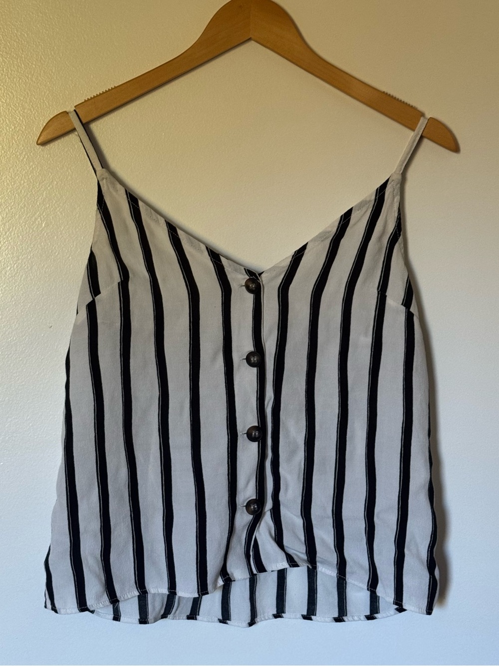 Topshop Black & White Stripe Button Tank